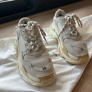 Balenciaga Triple S Sneakers - Cream and White